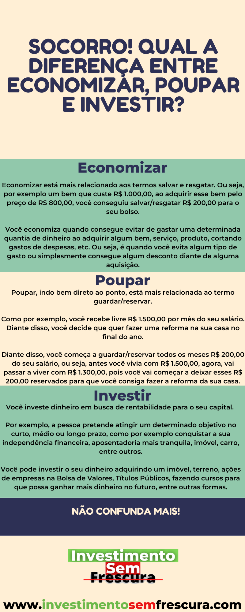 Socorro! Qual A Diferença Entre Economizar, Poupar e Investir?